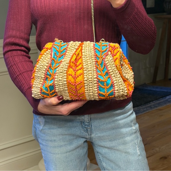 Boho Style Beaded Clutch with Chain Strap Multicolor: NWT’s - Picture 3 of 13